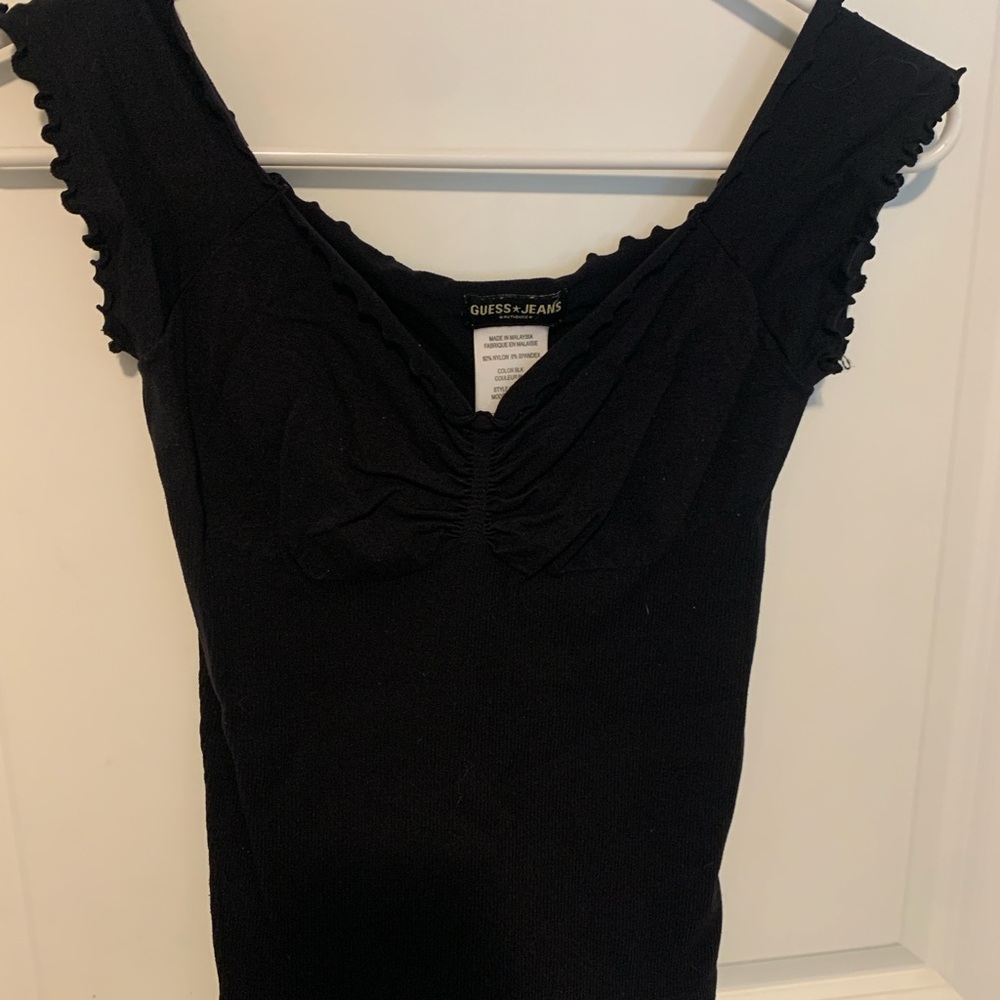 Guess Black Ruffled Top